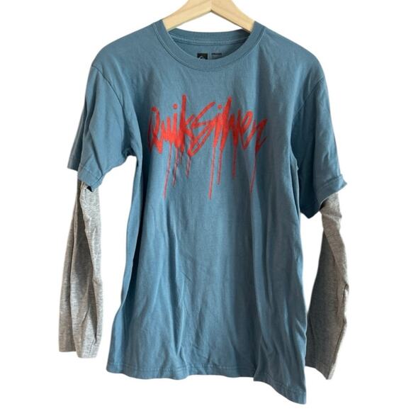 Quiksilver Y2K NWOT Men's Long Sleeve Streetwear Layered Shirt Blue Gray XL - Picture 1 of 3